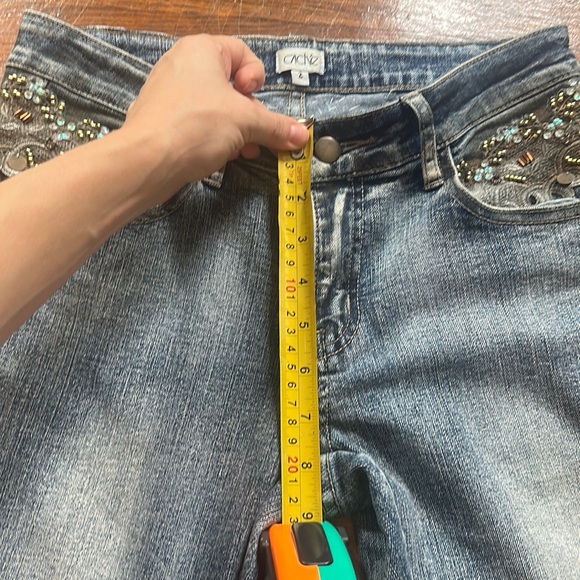 Cache Y2K Bootcut Embellished Jeans Lace Beaded Gold Jewels Jean Pant - Picture 3 of 8